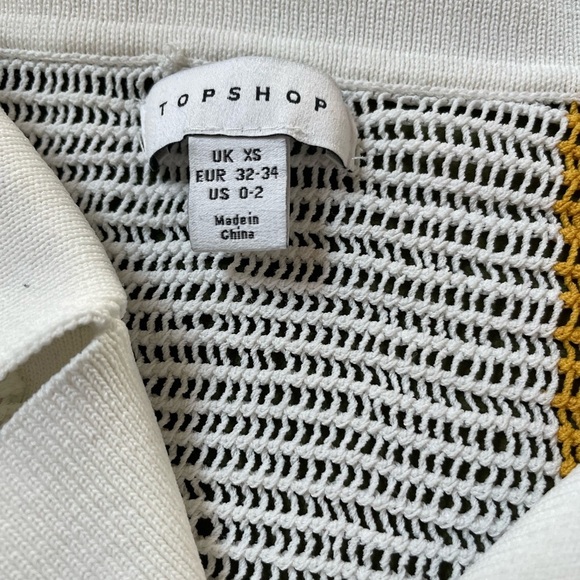 Striped Open Stitch Knit Cover-Up Button Down Polo Sweater Top - Picture 3 of 3